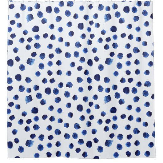 Rideaux De Douche Polka Bleue : Aquarelle Point sans joint. (Devant)
