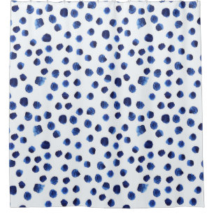 Rideaux De Douche Polka Bleue : Aquarelle Point sans joint.
