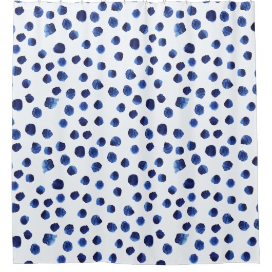 Rideaux De Douche Polka Bleue : Aquarelle Point sans joint. (Devant)