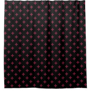 Rideaux De Douche Polka de mûre croise sur le noir