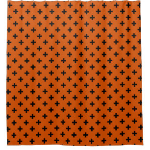 Rideaux De Douche Polka noire croise sur orange