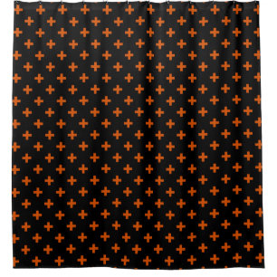 Rideaux De Douche Polka orange croise sur noir