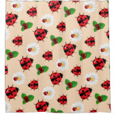 Rideaux De Douche Polka rouge mignon point Ladybug Fleur de margueri (Devant)