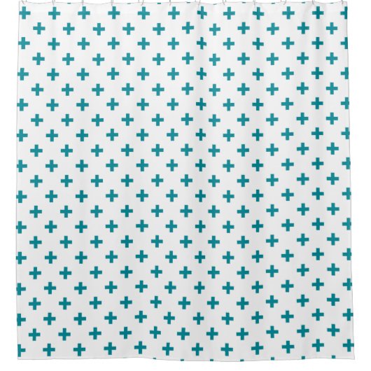 Rideaux De Douche Polka turquoise croise sur blanc (Devant)