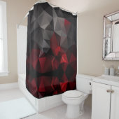 Rideaux De Douche Polygonal, noir et rouge (En situation)