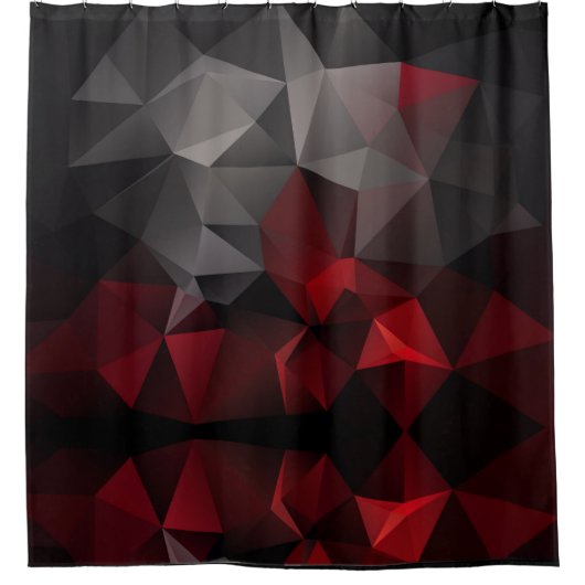 Rideaux De Douche Polygonal, noir et rouge (Devant)
