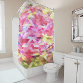 Rideaux De Douche Polygonale numérique, rose abstrait vintage. (En situation)