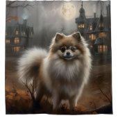 Rideaux De Douche Pomeranian Halloween Épouvantable (Devant)