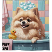 Rideaux De Douche Poméranien Sloppy Sleepy mignonne drôle (Devant)