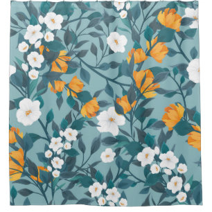 Rideaux De Douche Pomme Florale : Motif en floraison Motif.