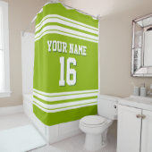 Rideaux De Douche Pomme verte à rayures blanches Sports Jersey (En situation)