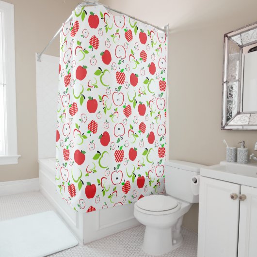 Rideaux De Douche Pommes rouges et vertes (En situation)