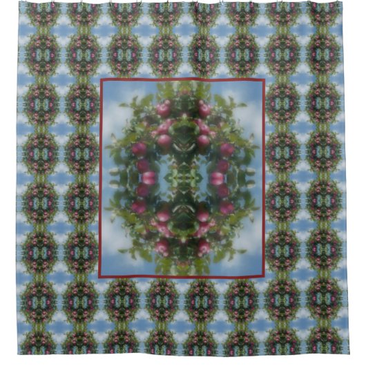 Rideaux De Douche Pommes rouges sur la peinture de l'arbre Abstrait (Devant)