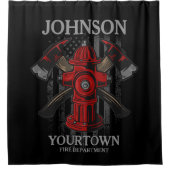 Rideaux De Douche Pompier NOM Fire Department Hydrant USA Drapeau (Devant)