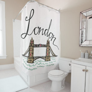 Rideaux De Douche Pont en lettres de Londres de main