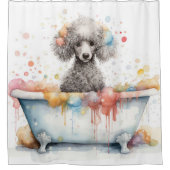 Rideaux De Douche Poodé Dans La Baignoire Aquarelle Chien Art (Devant)