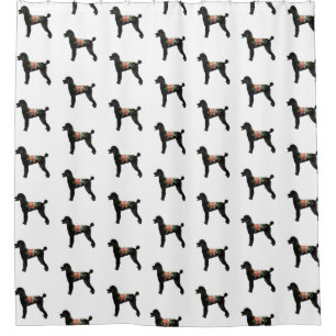 Rideaux De Douche Poodle Dog Breed Boho Floral Silhouette
