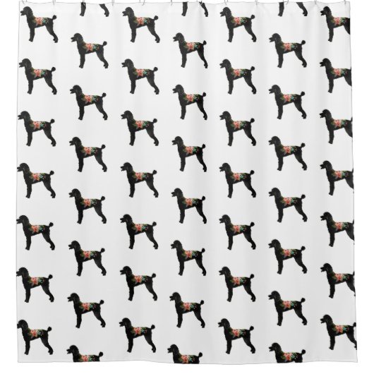 Rideaux De Douche Poodle Dog Breed Boho Floral Silhouette (Devant)