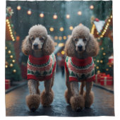 Rideaux De Douche Poodle Dogs Christmas Snow Holiday  (Devant)