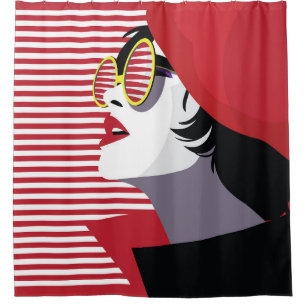 Rideaux De Douche Pop Art Fashion Femme Vintage