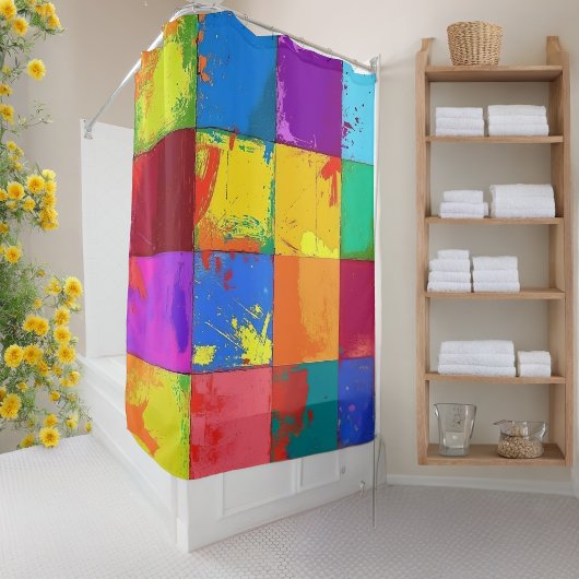Rideaux De Douche Pop Art grunge Blocs de couleurs