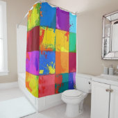 Rideaux De Douche Pop Art grunge Blocs de couleurs (En situation)