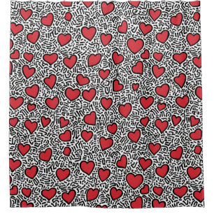 Rideaux De Douche Pop Art Heart Motif