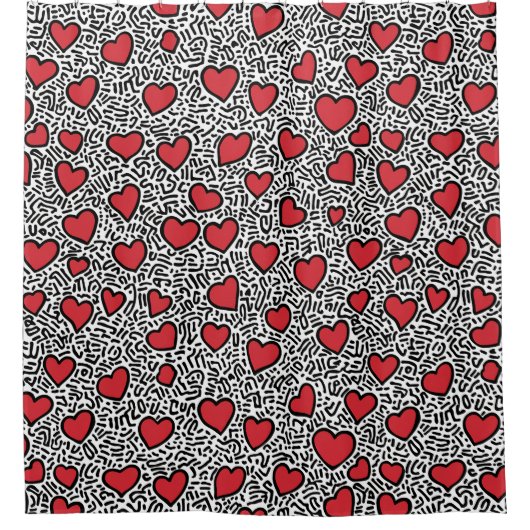 Rideaux De Douche Pop Art Heart Motif (Devant)