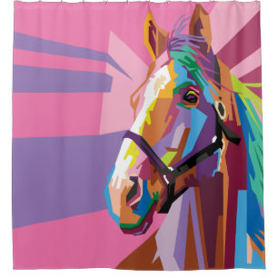 Rideaux De Douche Pop Art Horse Portrait