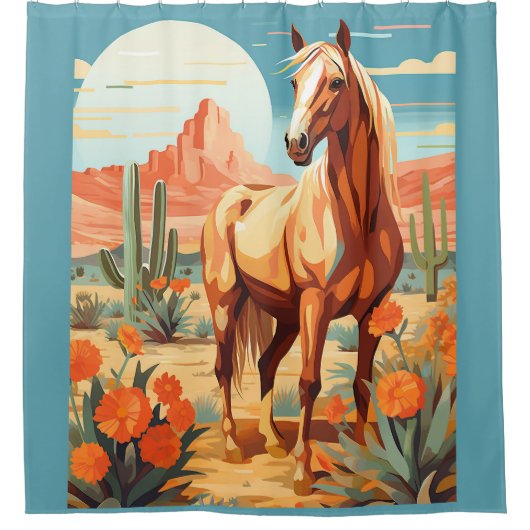Rideaux De Douche Pop Art Palomino Desert Horse (Devant)
