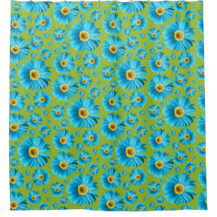 Rideaux De Douche Pop Daisy Aqua Blue