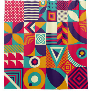 Rideaux De Douche Pop formes géométriques abstraites, motif transpar