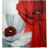 Rideaux De Douche Poppies rouges et blanches (Devant)
