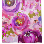 Rideaux De Douche Pops De Rose Violet Or Moderne Floral Chic (Devant)