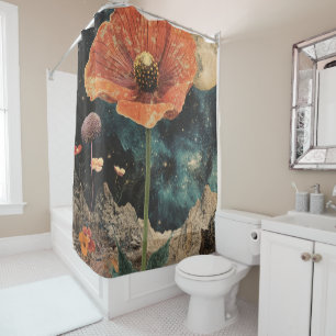 Rideaux De Douche Populaire Orange Sous La Lumière De La Lune