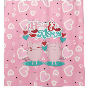 Rideaux De Douche Porcs et amoureux Valentine de baisers