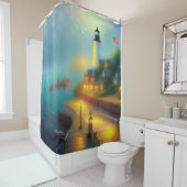 Rideaux De Douche Port doux et phare (En situation)