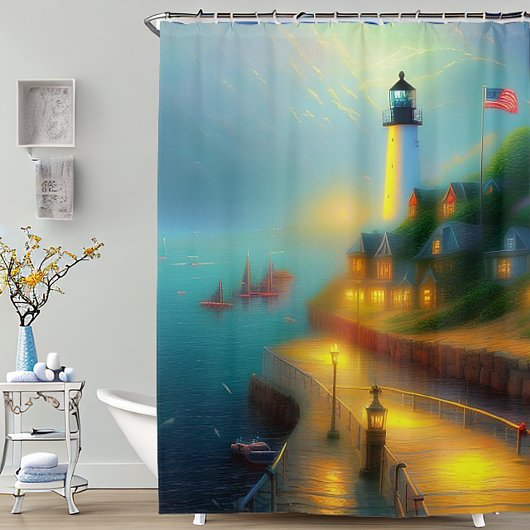 Rideaux De Douche Port et phare doux