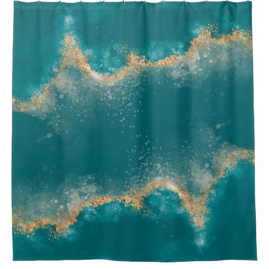 Rideaux De Douche Porte d'or métallique Turquoise (Devant)