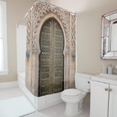 RIDEAUX DE DOUCHE PORTE EN BOIS GRIS (En situation)