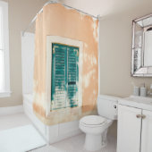 Rideaux De Douche Porte en bois vert fermé (En situation)