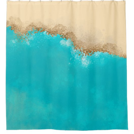 Rideaux De Douche Porte en or bleu turquoise (Devant)