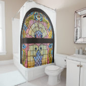 RIDEAUX DE DOUCHE PORTE EN VERRE STAINÉE (En situation)