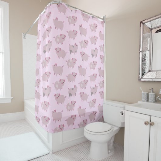 Rideaux De Douche Portes et Motifs pour bébés roses mignons (En situation)