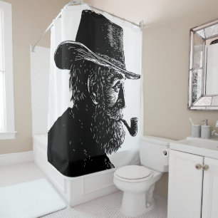 Rideaux De Douche Portrait au point et à la ligne : Vieil homme sage