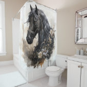 Rideaux De Douche Portrait de cheval de beauté noir (En situation)