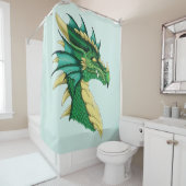 Rideaux De Douche Portrait de dragon vert (En situation)