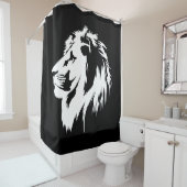 Rideaux De Douche Portrait de Lion (blanc) (En situation)