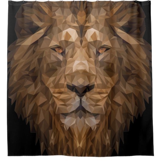 Rideaux De Douche Portrait de lion géométrique (Devant)