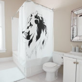 Rideaux De Douche Portrait de lion (noir) (En situation)